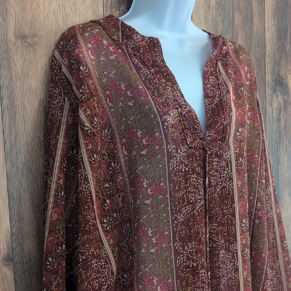 Lane Bryant Brown Floral Plus Size Blouse 26/28             -c132